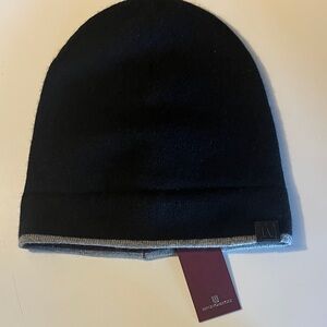 Bruno Magli Black Beanie with Gray Trim